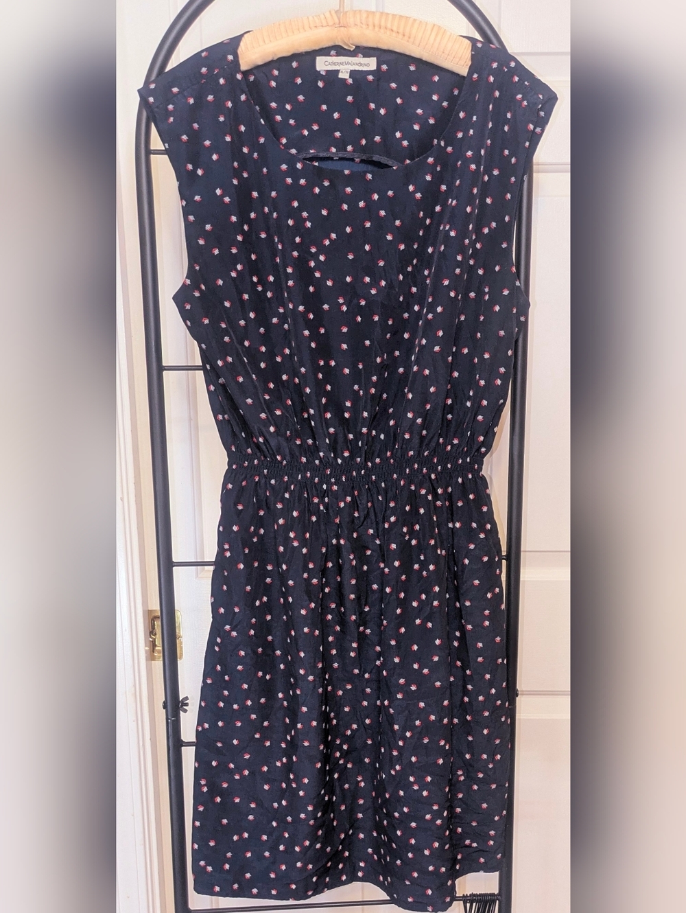 Sz XL Catherine Malandrino EUC Sundress Sleeveless Cinch Waist Navy/Red/White